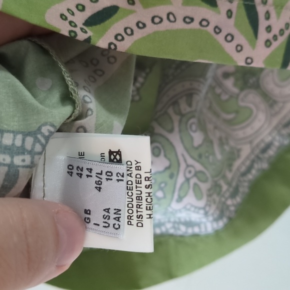 -Otto D'Ame Boxy Fit Boho Paisley Green Women's Top Made In Italy - Picture 5 of 7